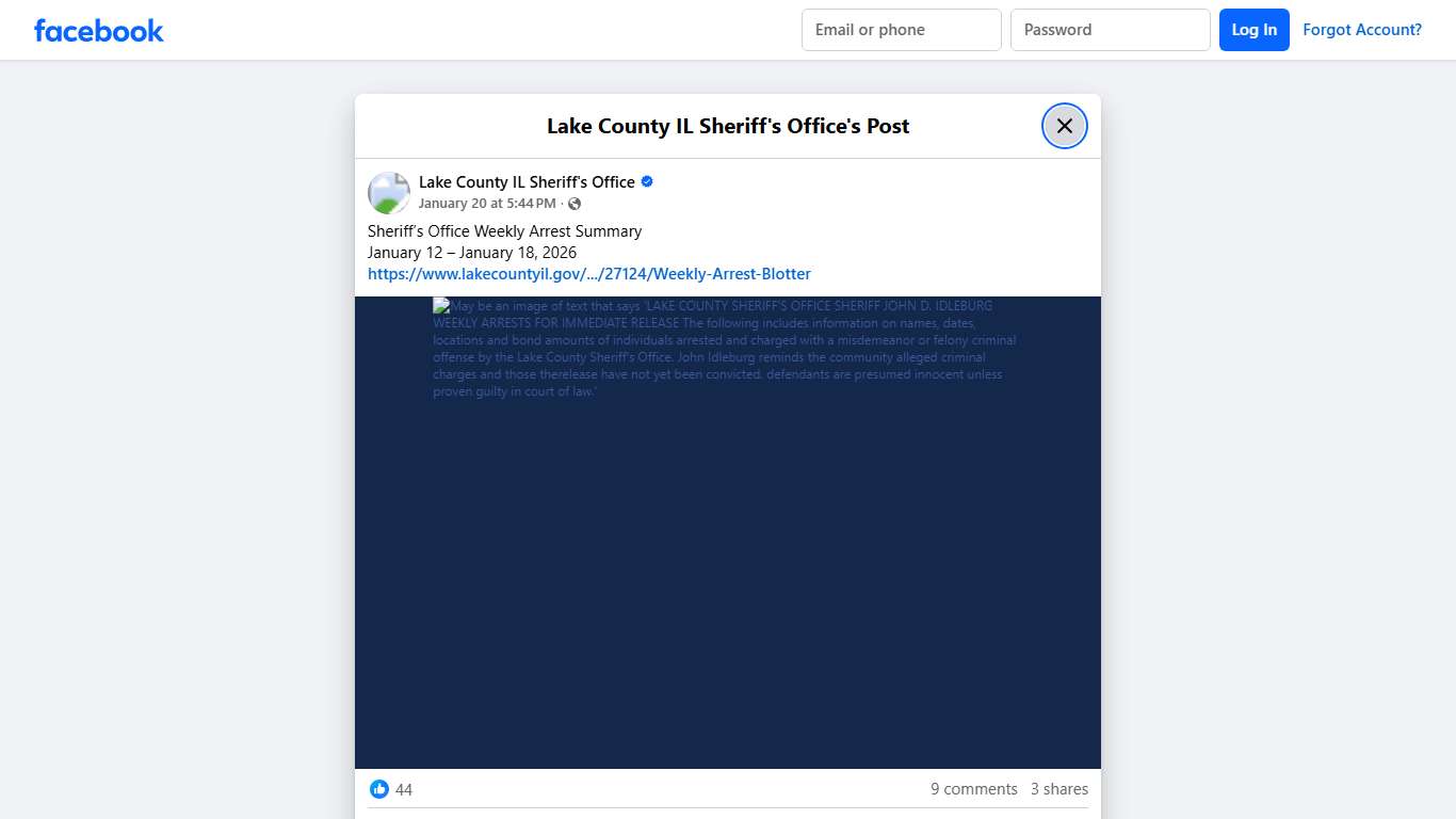 Sheriff’s Office Weekly... - Lake County IL Sheriff's Office Facebook